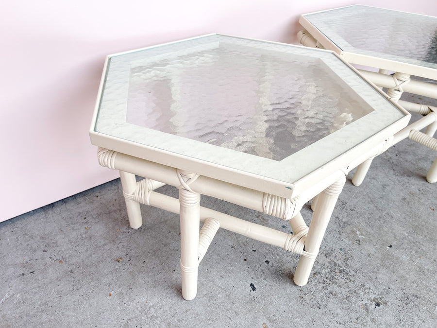 Pair of Rattan Ficks Reed Side Tables