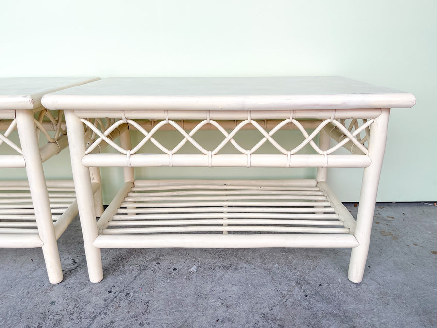 Pair of Ficks Reed Rattan End Tables