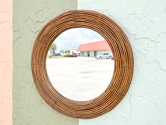 Petite Island Chic Round Rattan Mirror