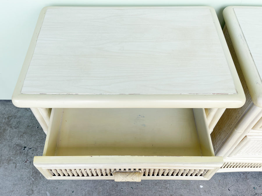 Pair of Cute Coastal Rattan Nightstands