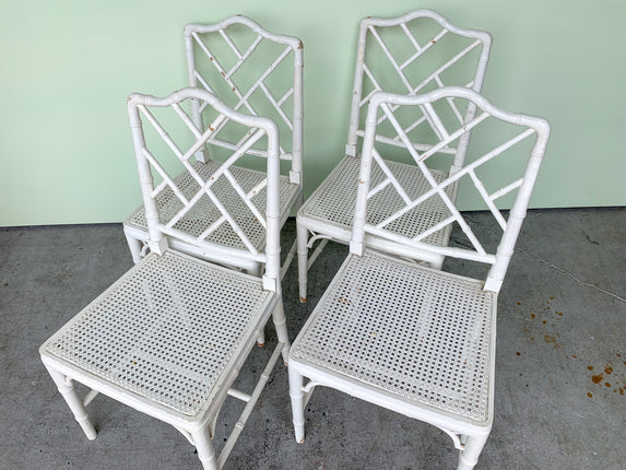 Set of Four Faux Bamboo and Cane Chairs