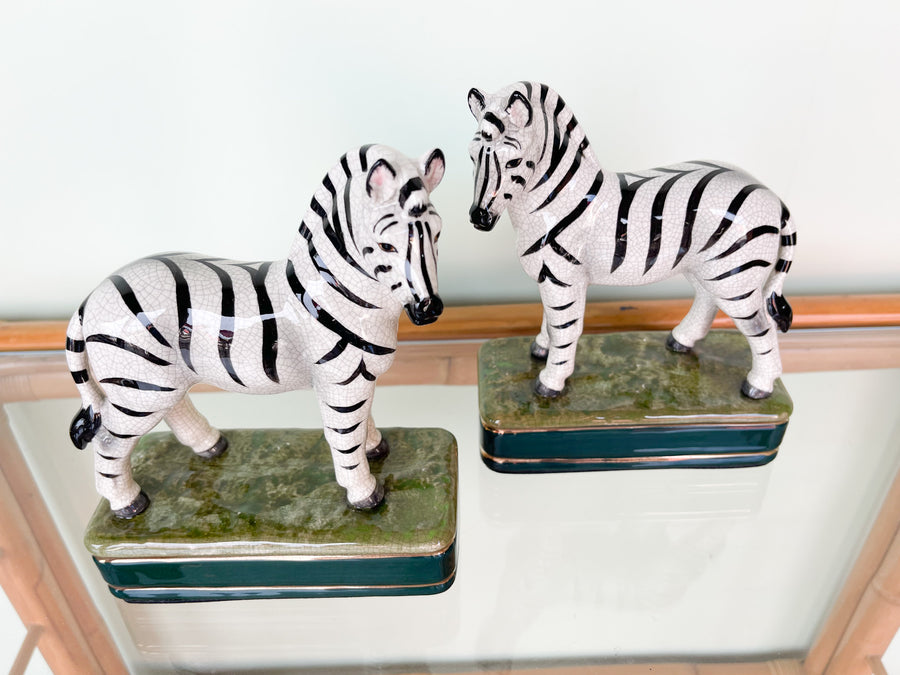 Pair of Japanese Zebra Figurines