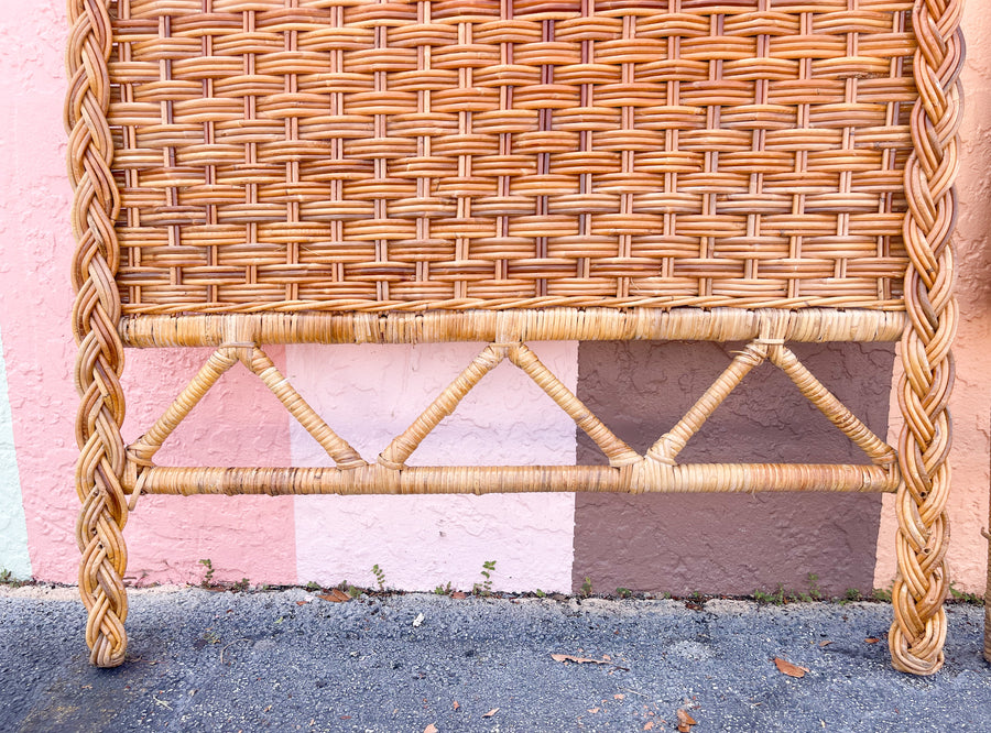 Pair of Braided Wicker Twin Headboards