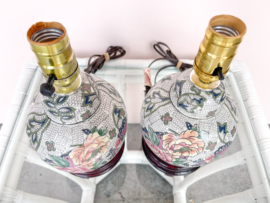 Pair of Petite Floral Lamps