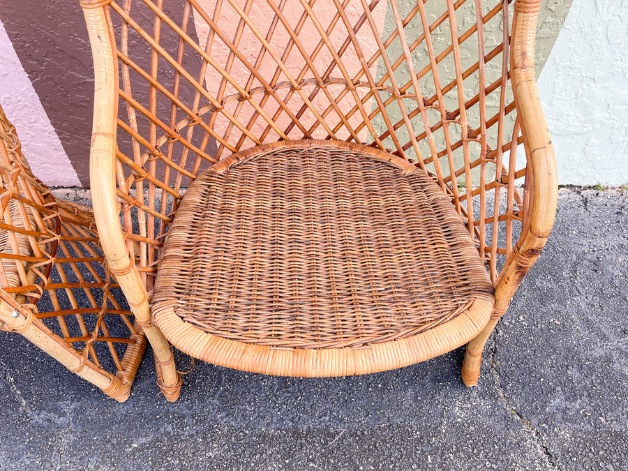 Pair of Hooded Rattan Chairs