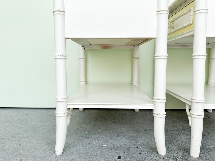 Pair of Thomasville Faux Bamboo Nightstands