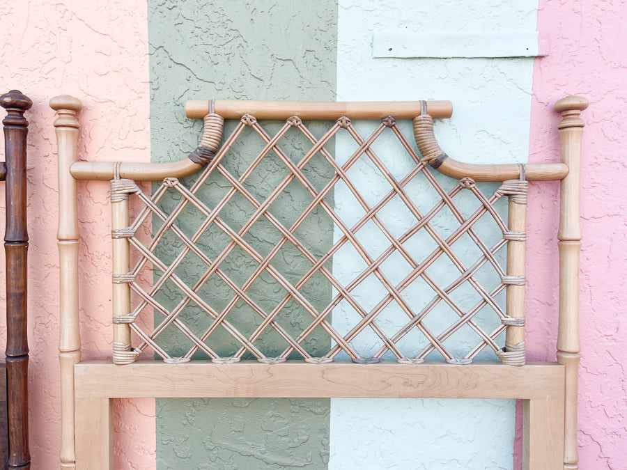 Pair of Ficks Reed Rattan Pagoda Twin Headboards