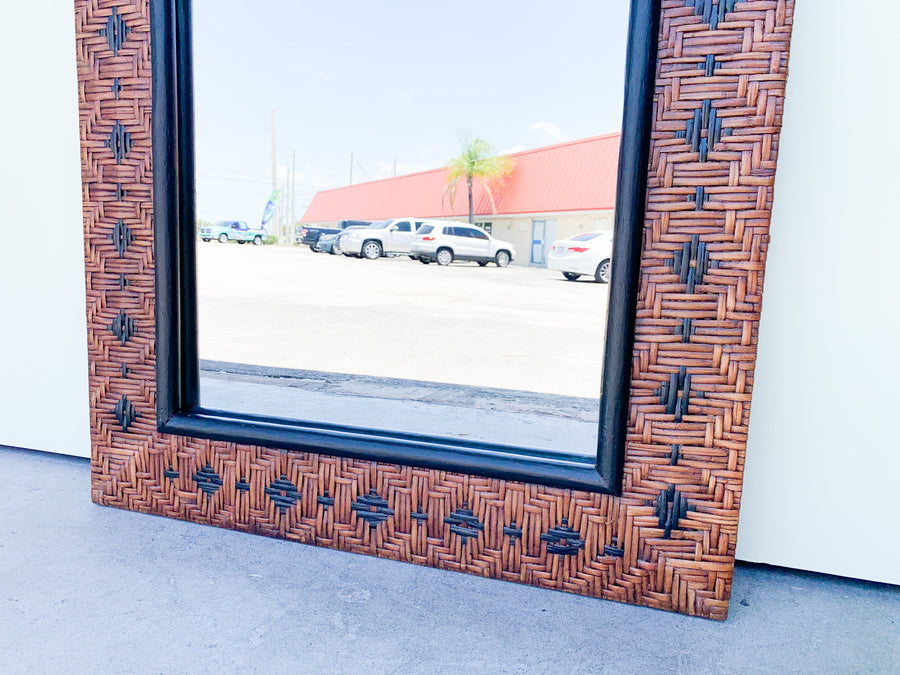 Island Chic Rattan Wrapped Mirror