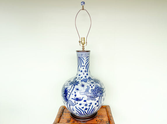 Huge Blue and White Fish Lamp