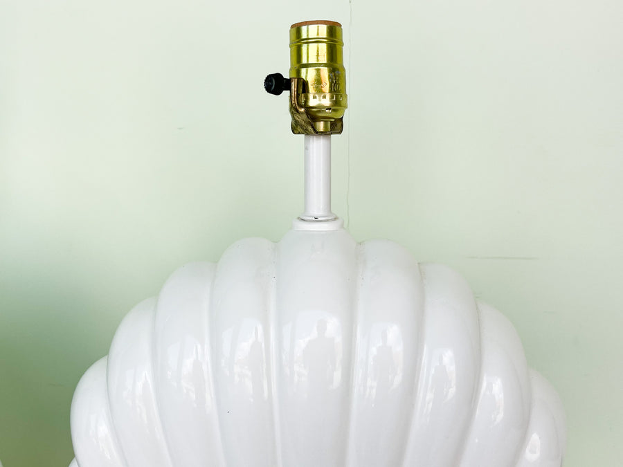Pair of Ceramic Clam Shell Lamps