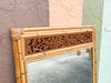 Large Rattan Mirror with Wood Detail