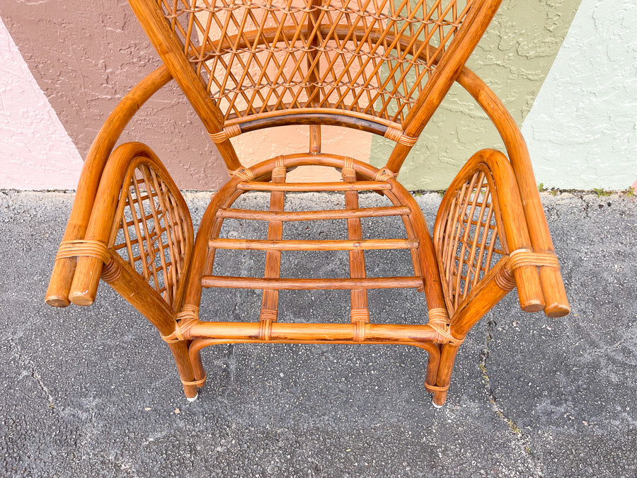 Pair of Coastal Rattan Balloon Back Chairs