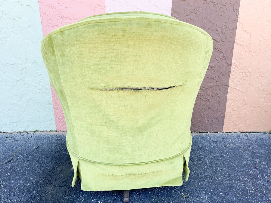 Pair of So 70s Lime Green Upholstered Swivel Chairs