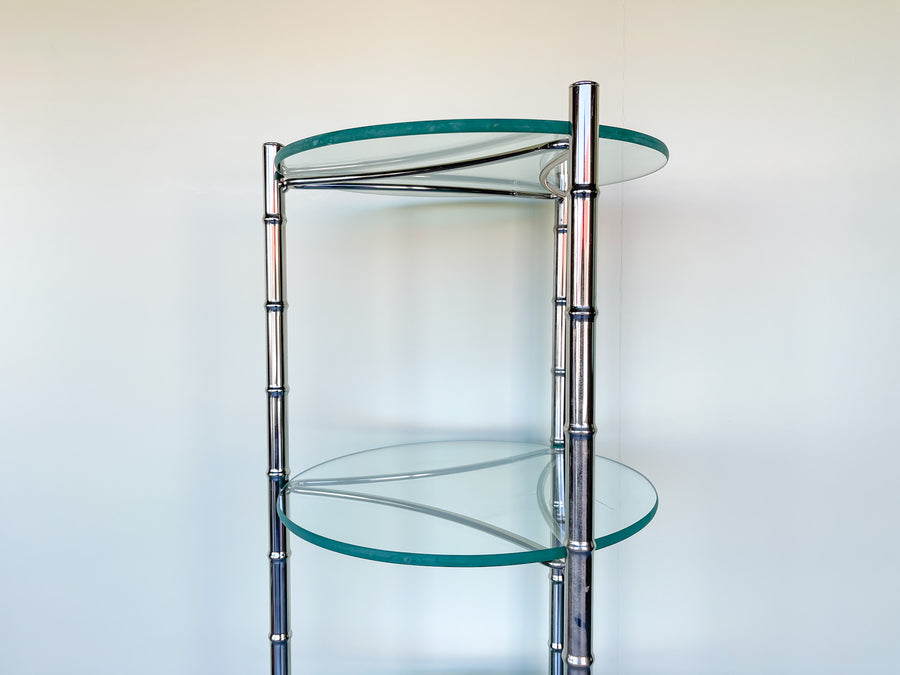 Hollywood Regency Faux Bamboo Metal Etagere