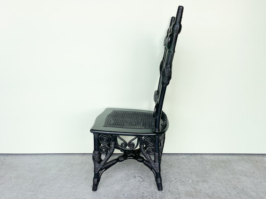 Pair of Whimsical Rattan and Cane Chairs