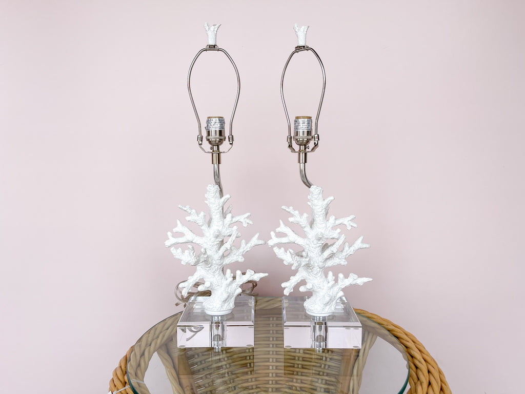 Pair of Coral and Lucite Lamps