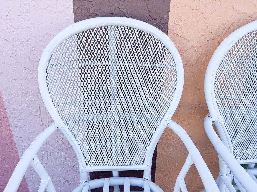 Pair of White Balloon Back Chairs