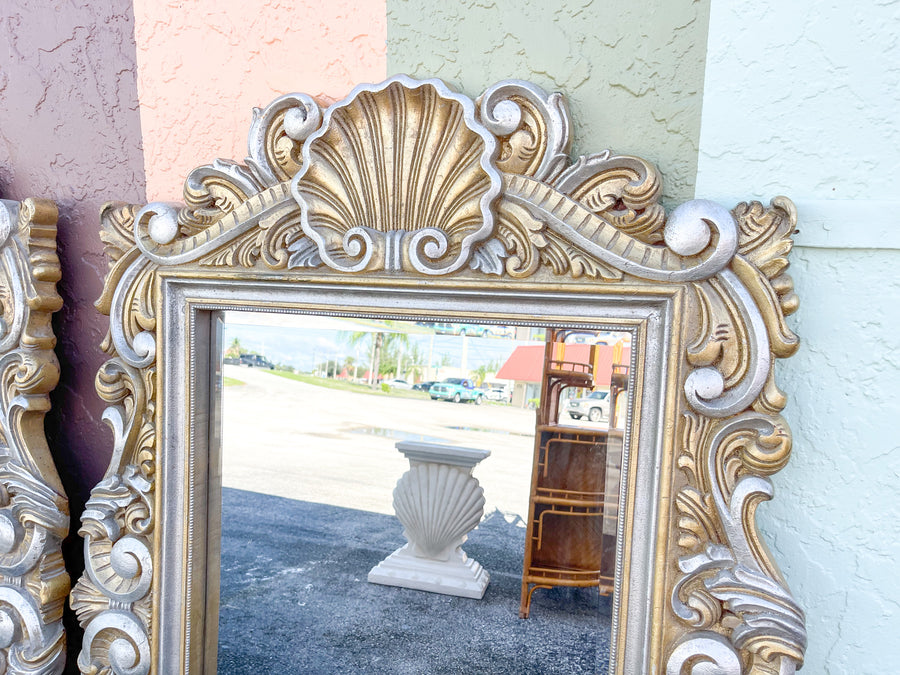 Pair of Hollywood Regency Shell Mirrors