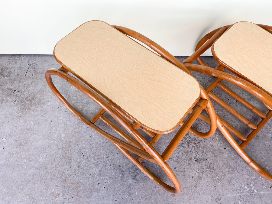 Pair of MCM Rattan Side Tables