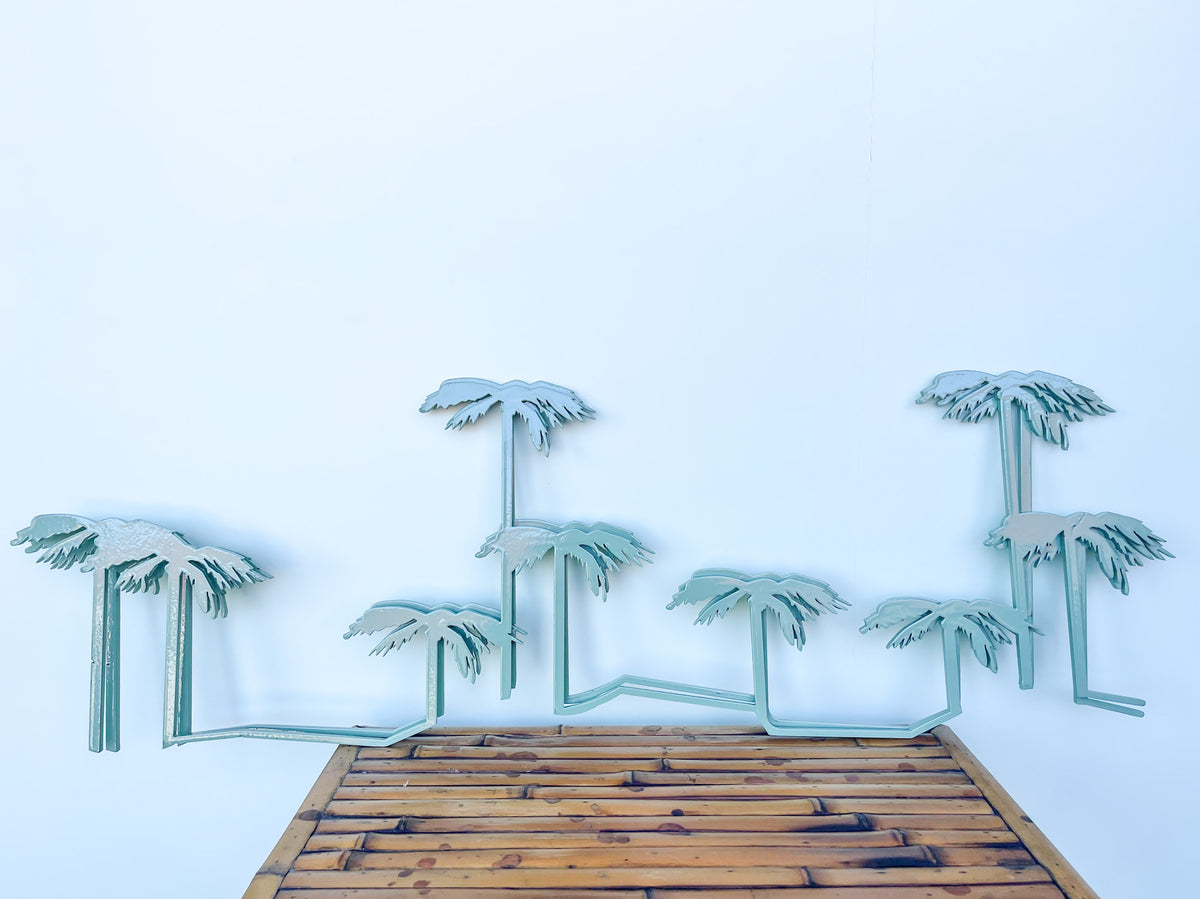 Pair of Coastal Sea Foam Palm Tree Wall Art