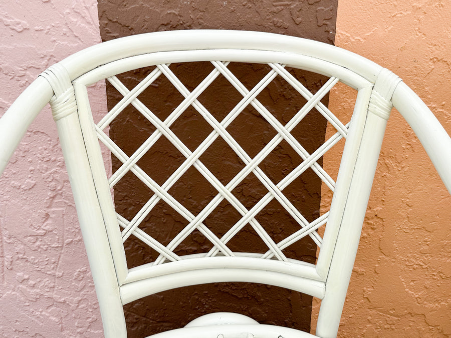 Pair of Rattan Lattice Love Chairs