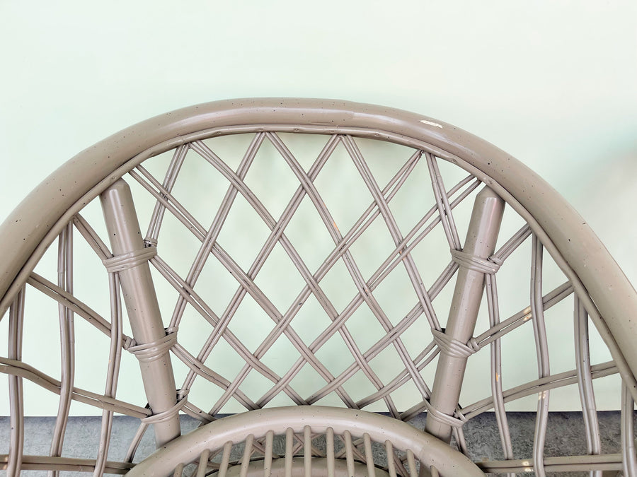 Pair of Ficks Reed Rattan Lattice Barrel Chairs