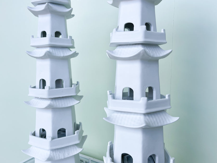Pair of Modern Ceramic Pagoda Tulipieres