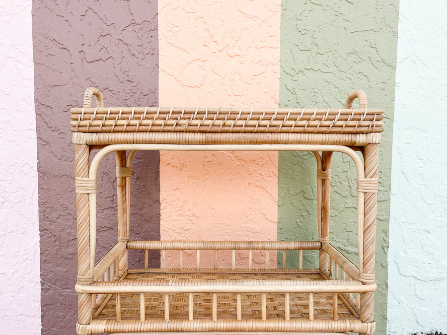Modern Rattan Bar Cart