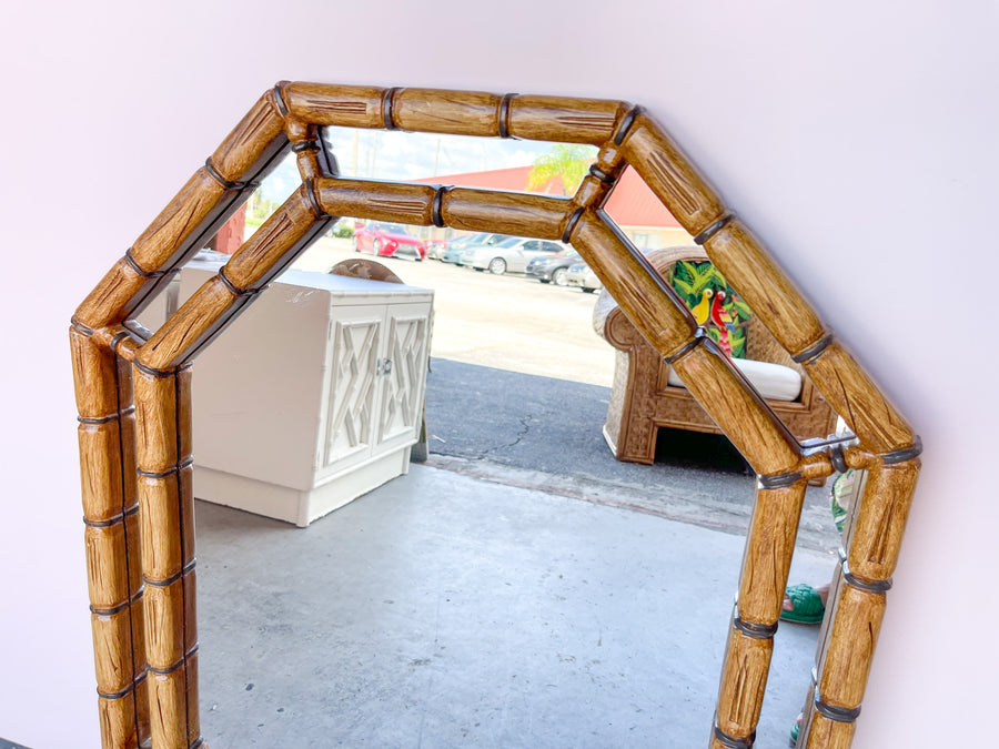 Faux Bamboo Octagon Mirror