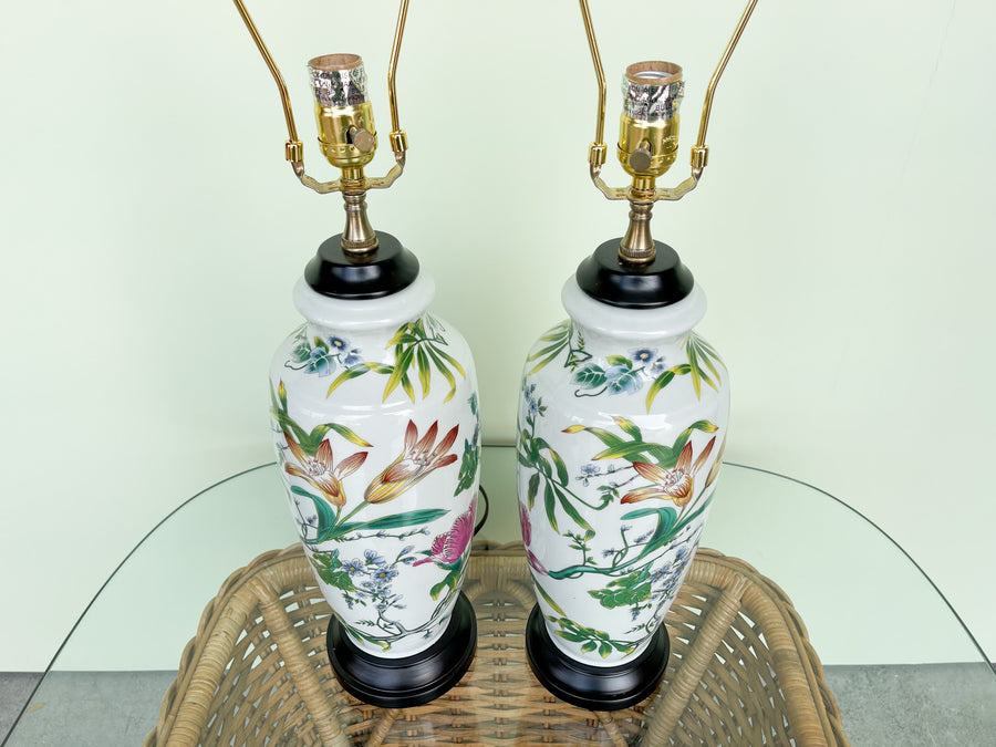 Pair of Tropical Flower Lamps