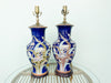 Pair of Navy Floral Lamps