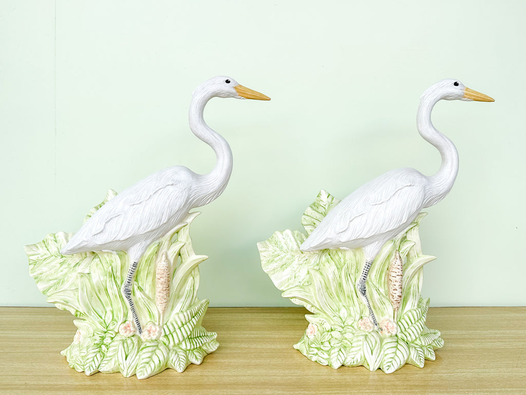 Pair of Old Florida Egret Statues