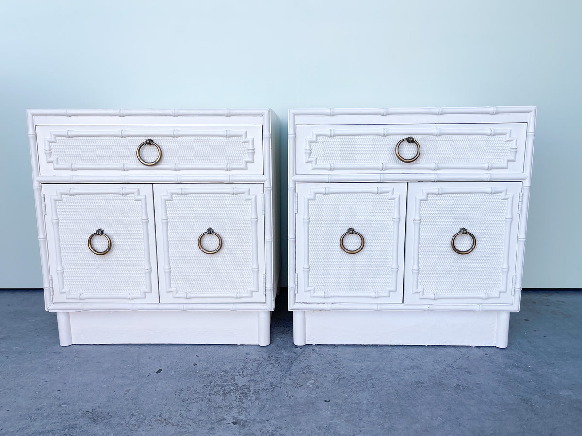 Pair of Faux Bamboo Omega Nightstands