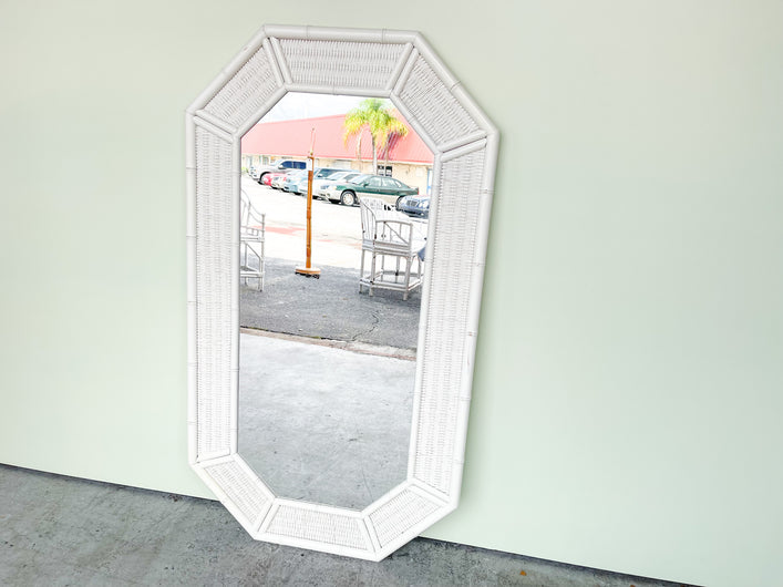 Faux Bamboo and Rattan Octagon Mirror