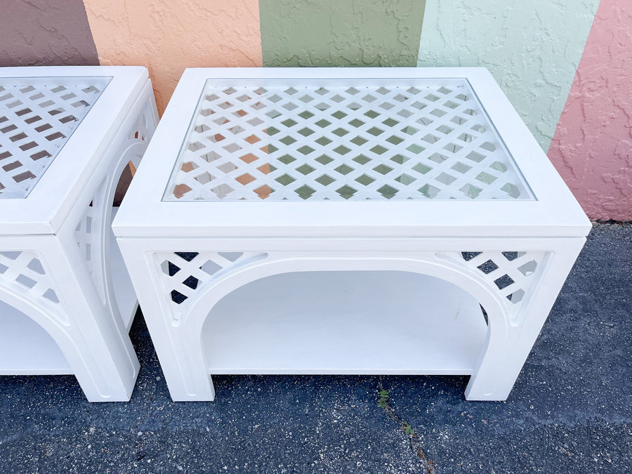Pair of Lattice Love Side Tables