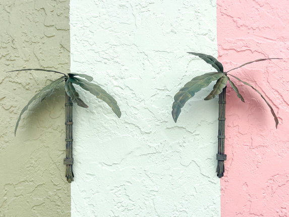 Pair of Tole Palm Tree Wall Art