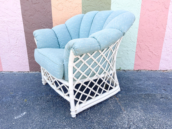 Oversized Ficks Reed Lattice Rattan Lounge Chair