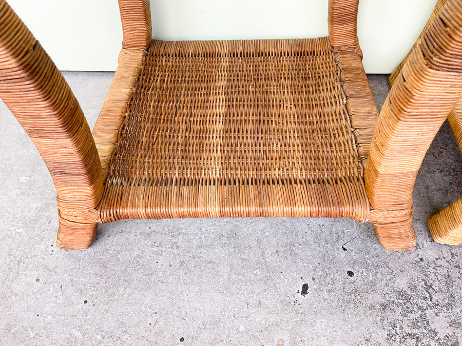 Pair of Island Chic Rattan Side Tables