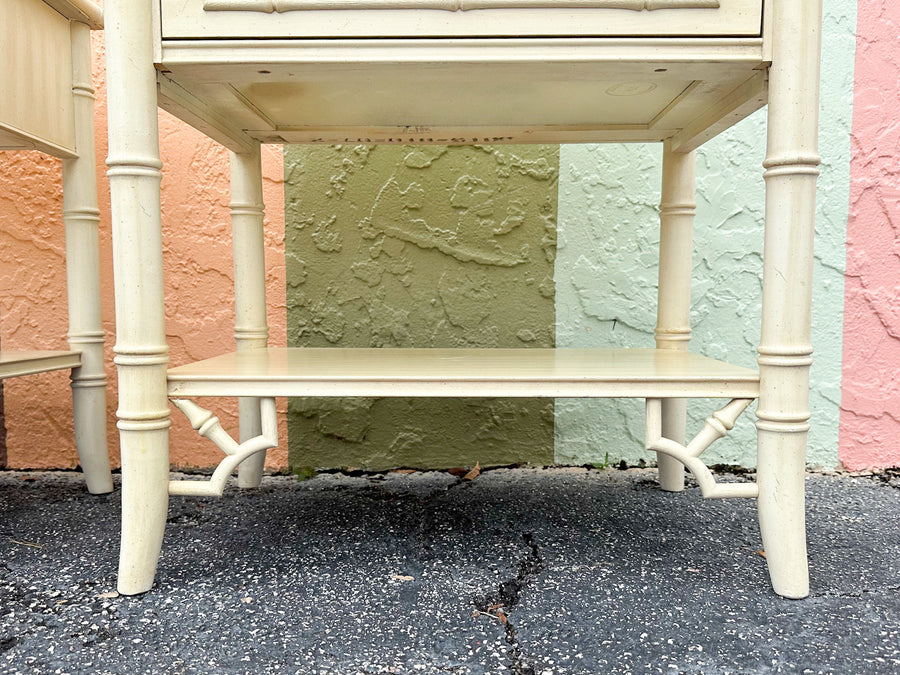 Pair of Thomasville Faux Bamboo Nightstands