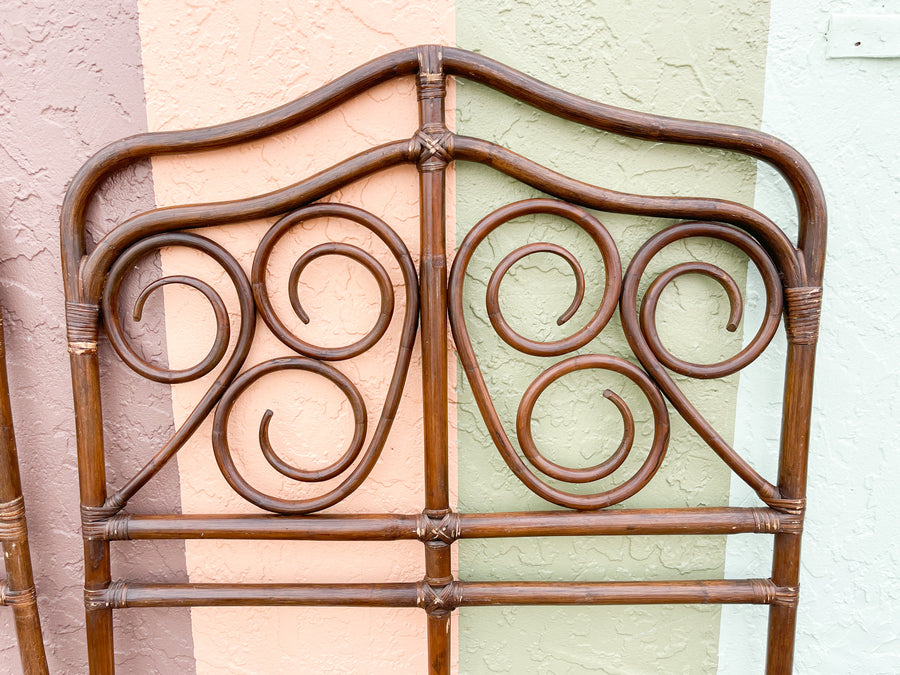 Pair of Bent Wood Rattan Twin Headboards