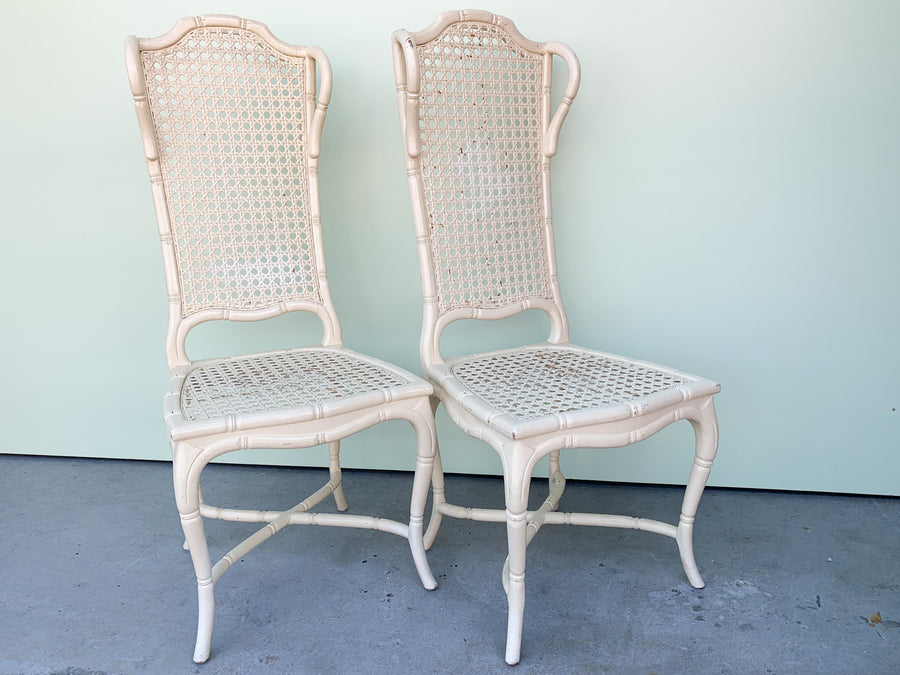 Pair of Faux Bamboo and Cane Chairs