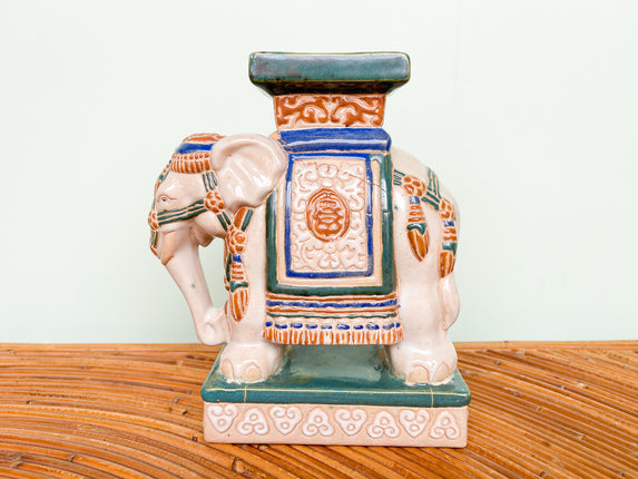 Petite Ceramic Elephant Garden Seat