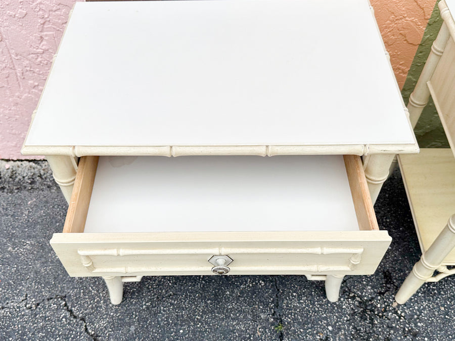 Pair of Thomasville Faux Bamboo Nightstands
