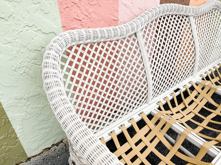 Palm Beach Braided Lattice Wicker Sofa