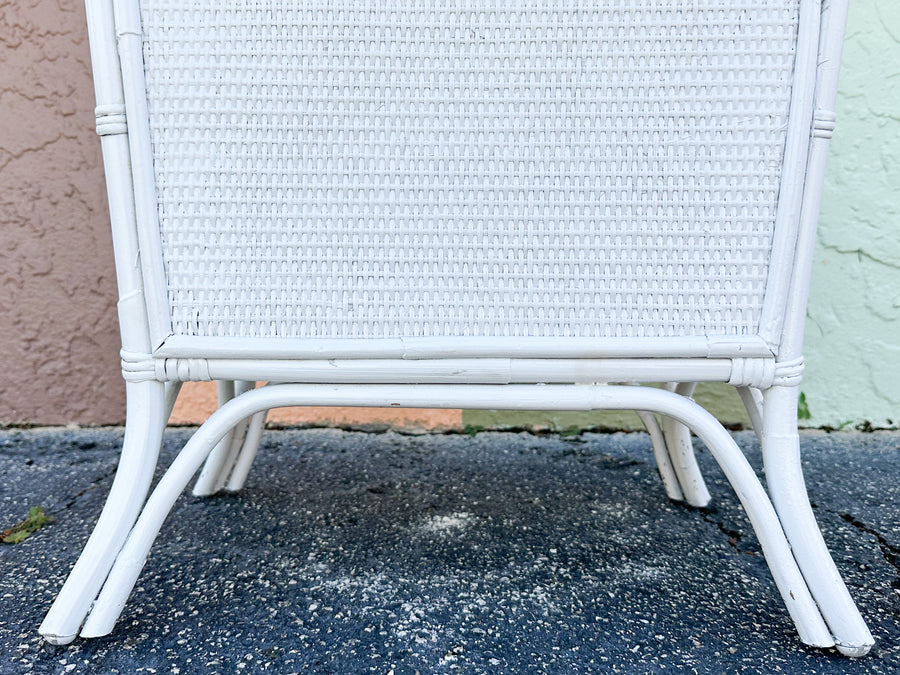 White Rattan Magazine Rack