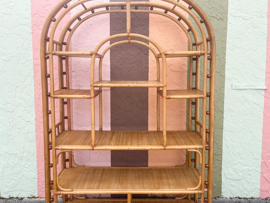 Old Florida Arch Rattan Etagere