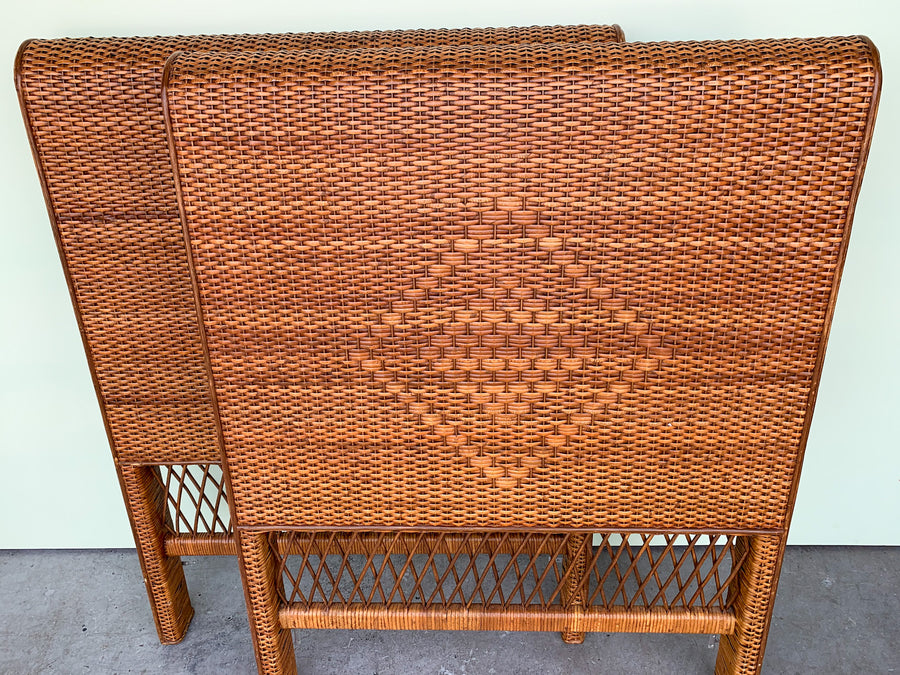 Pair of Wicker and Rattan Headboards