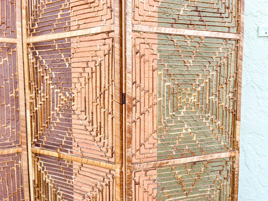 Buri Rattan Geometric Screen