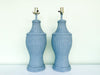 Pair of Cornflower Blue Woven Plaster Lamps