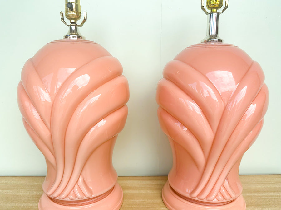Pair of Pink Chic Glass Lamps